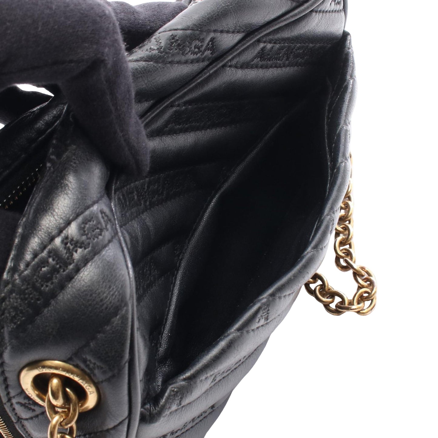 Balenciaga Calfskin Allover Logo Blanket Reporter XS Crossbody