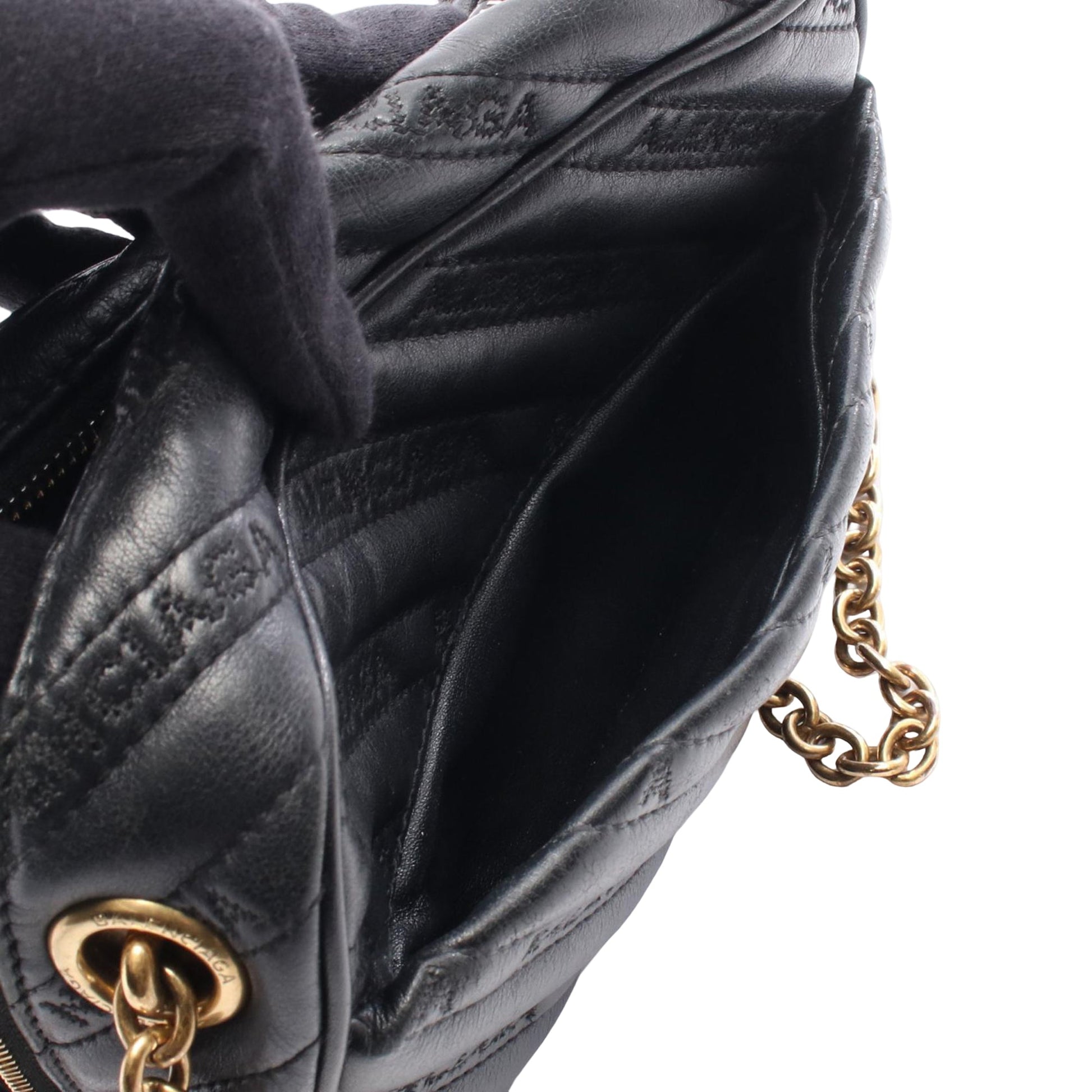 Balenciaga Calfskin Allover Logo Blanket Reporter XS Crossbody