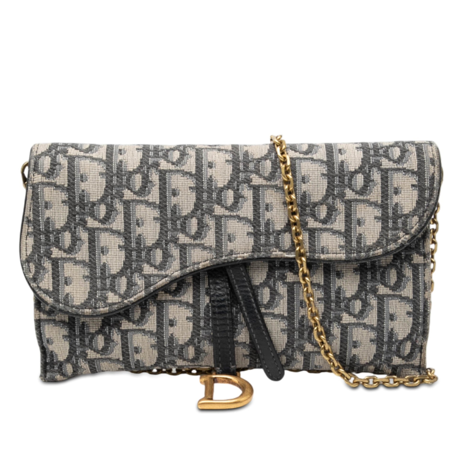 Dior Oblique Canvas Saddle Wallet On Chain