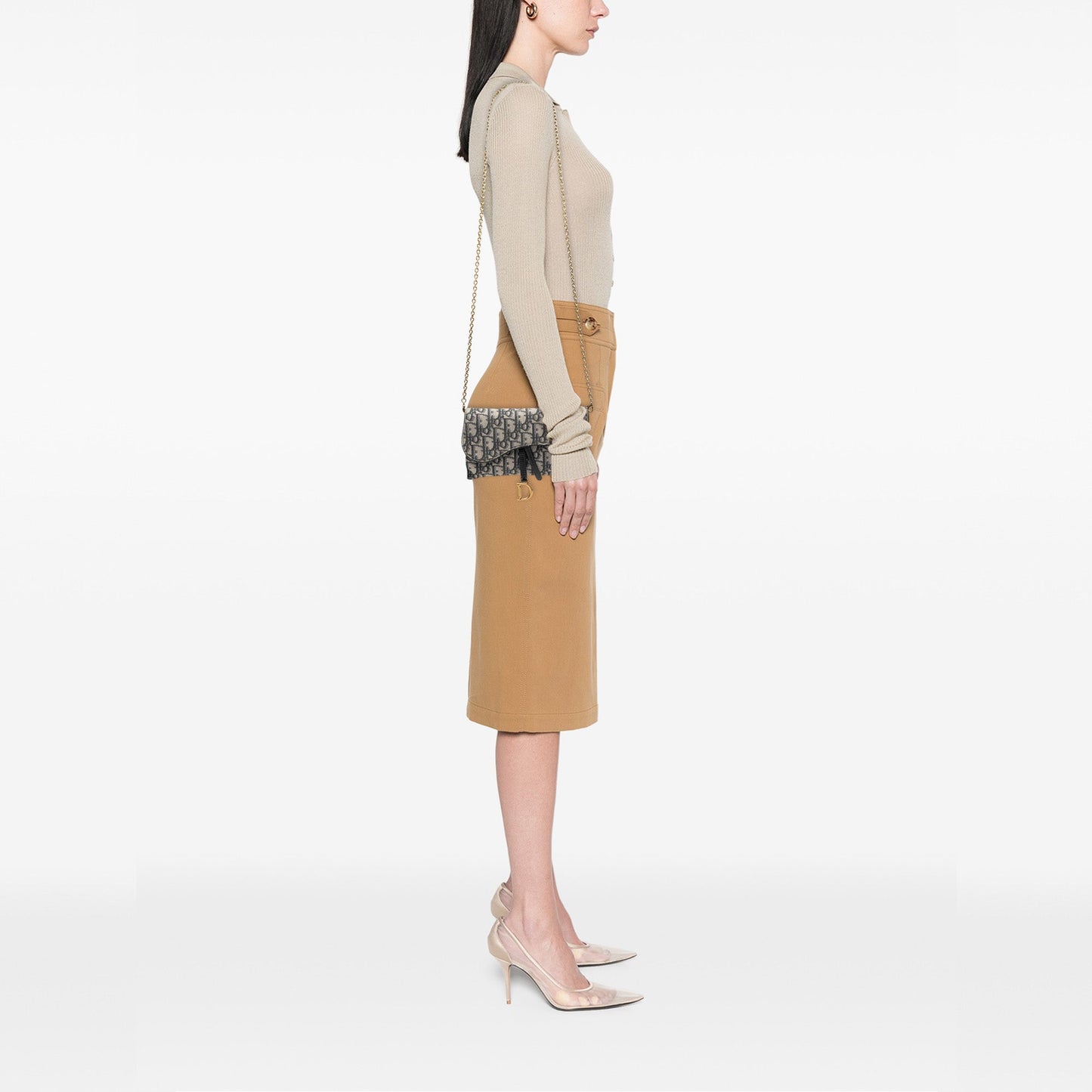 Dior Oblique Canvas Saddle Wallet On Chain