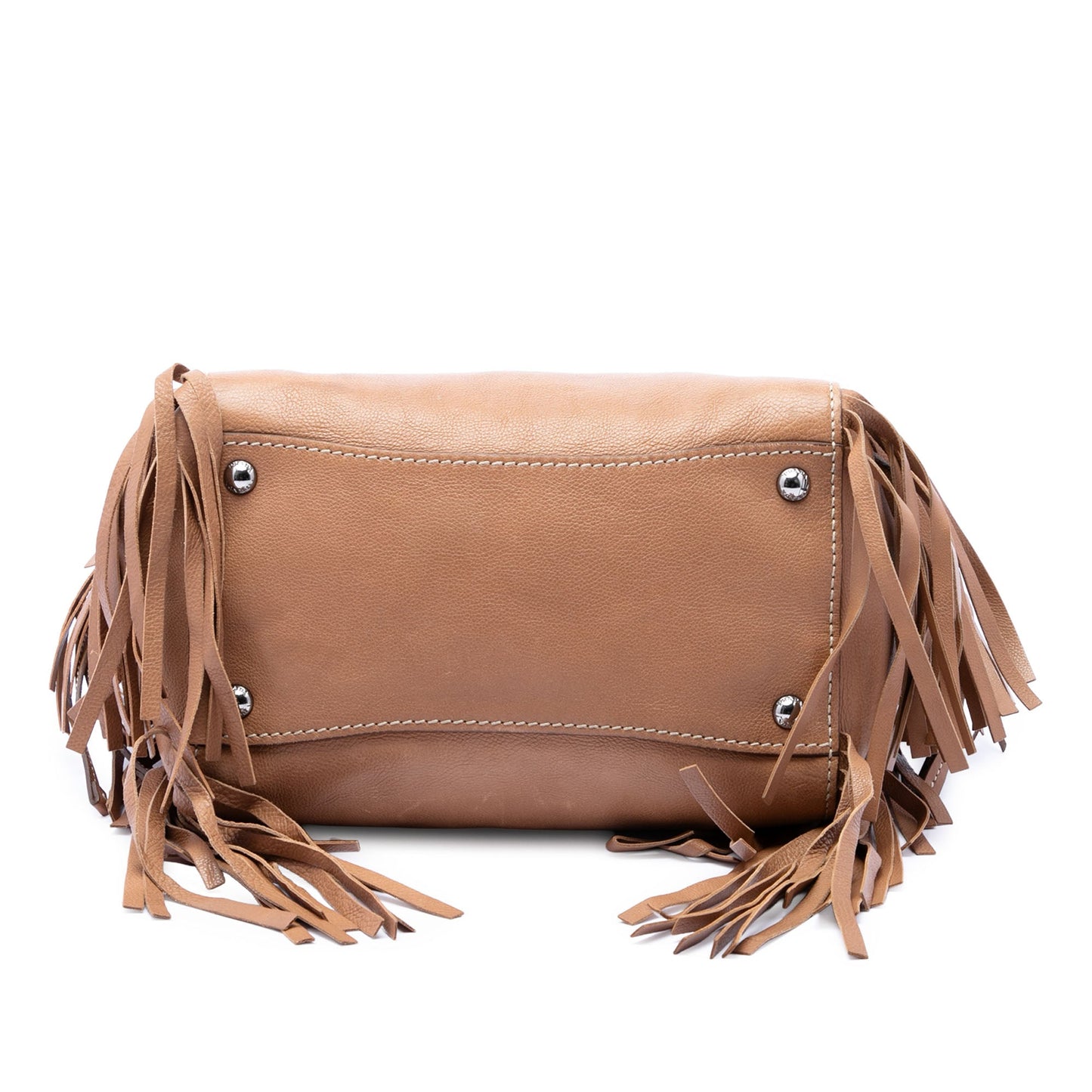 Prada Glace Calf Fringed Twin Pocket Satchel