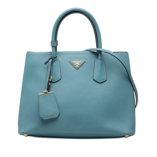 Medium Saffiano Cuir Double Satchel