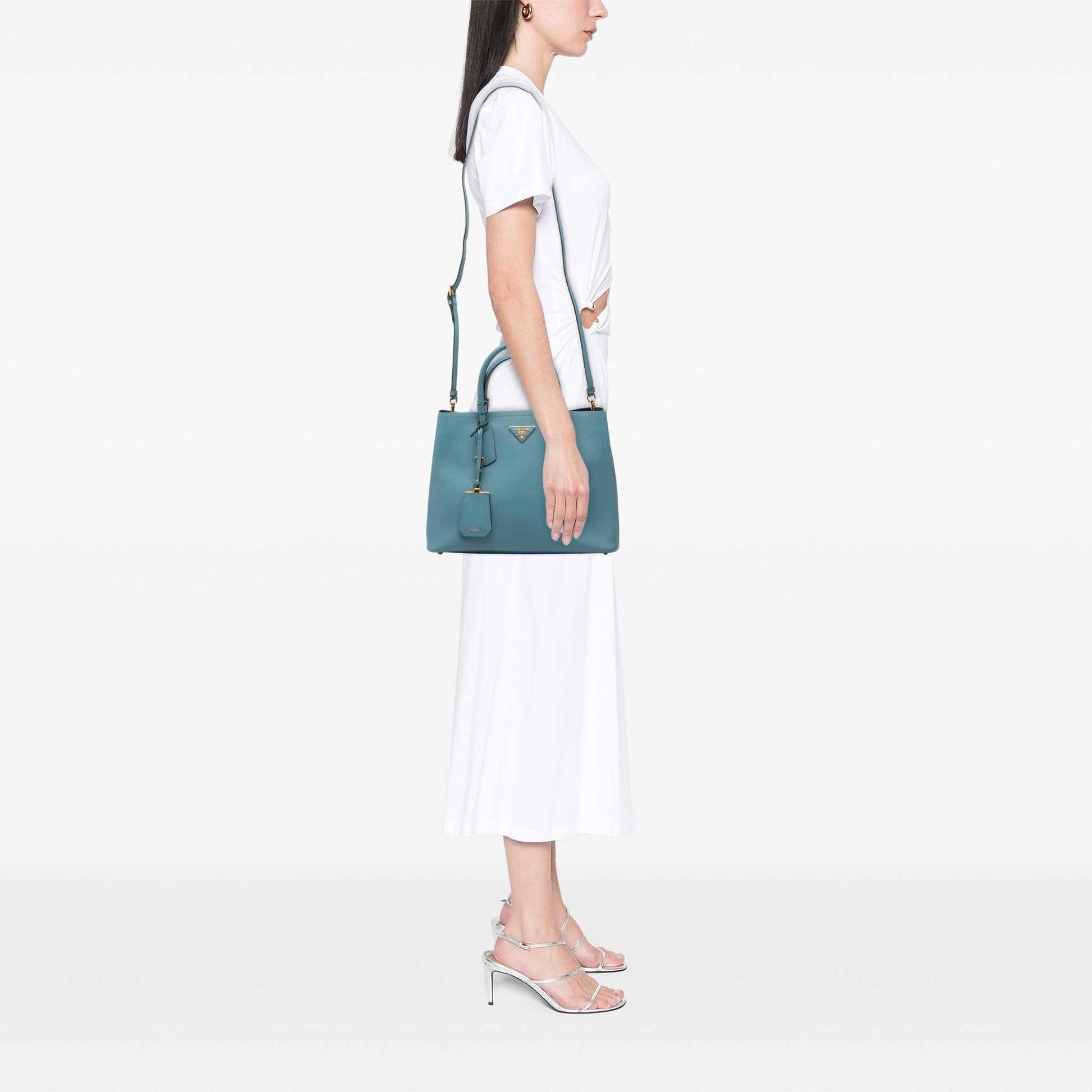 Medium Saffiano Cuir Double Satchel