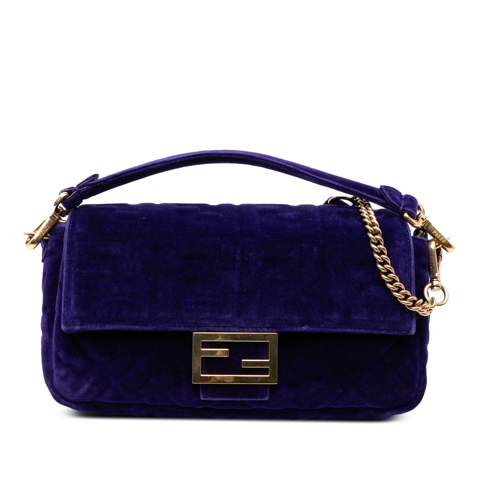 Fendi Zucca Embossed Velvet Baguette Satchel