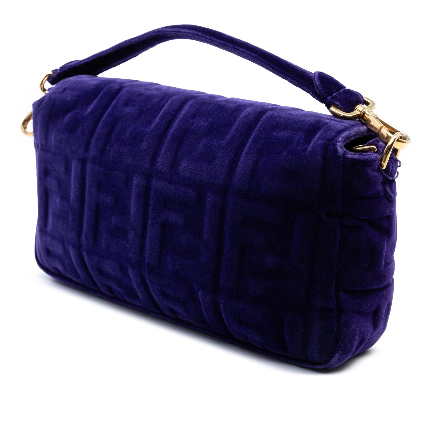 Fendi Zucca Embossed Velvet Baguette Satchel