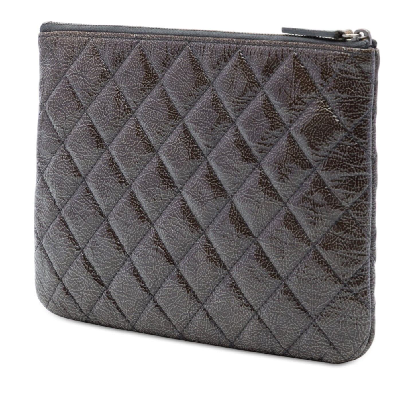 Chanel Small Quilted Crinkled Patent O Case Clutch