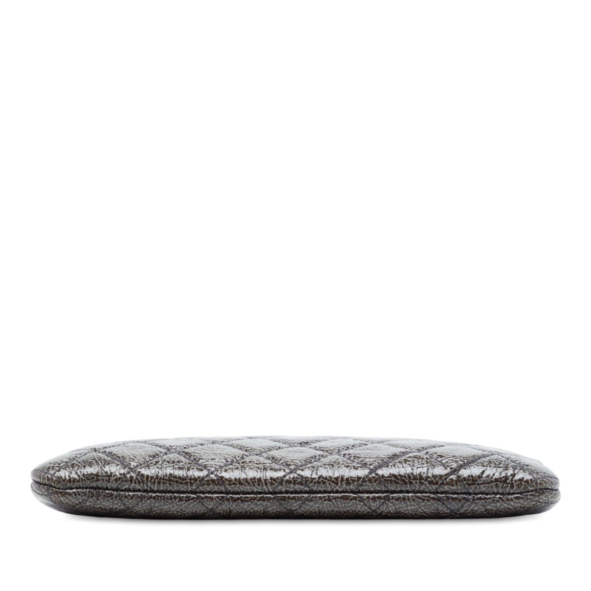 Chanel Small Quilted Crinkled Patent O Case Clutch