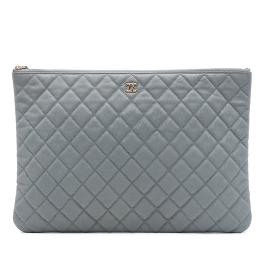 Chanel Large Quilted Caviar O Case Clutch