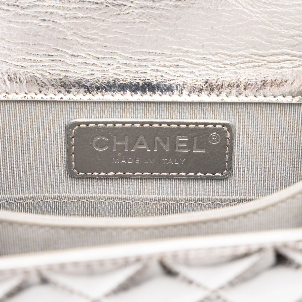 Chanel Quilted Metallic Goatskin North South Boy Flap