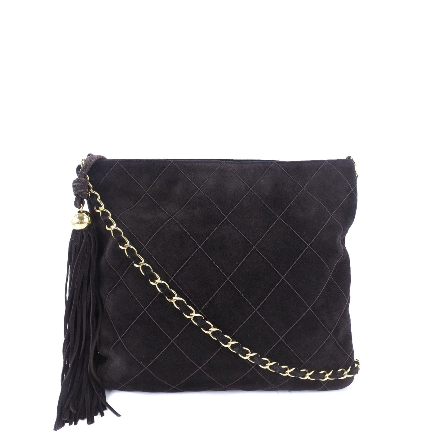 Chanel Quilted Suede Tassel Crossbody