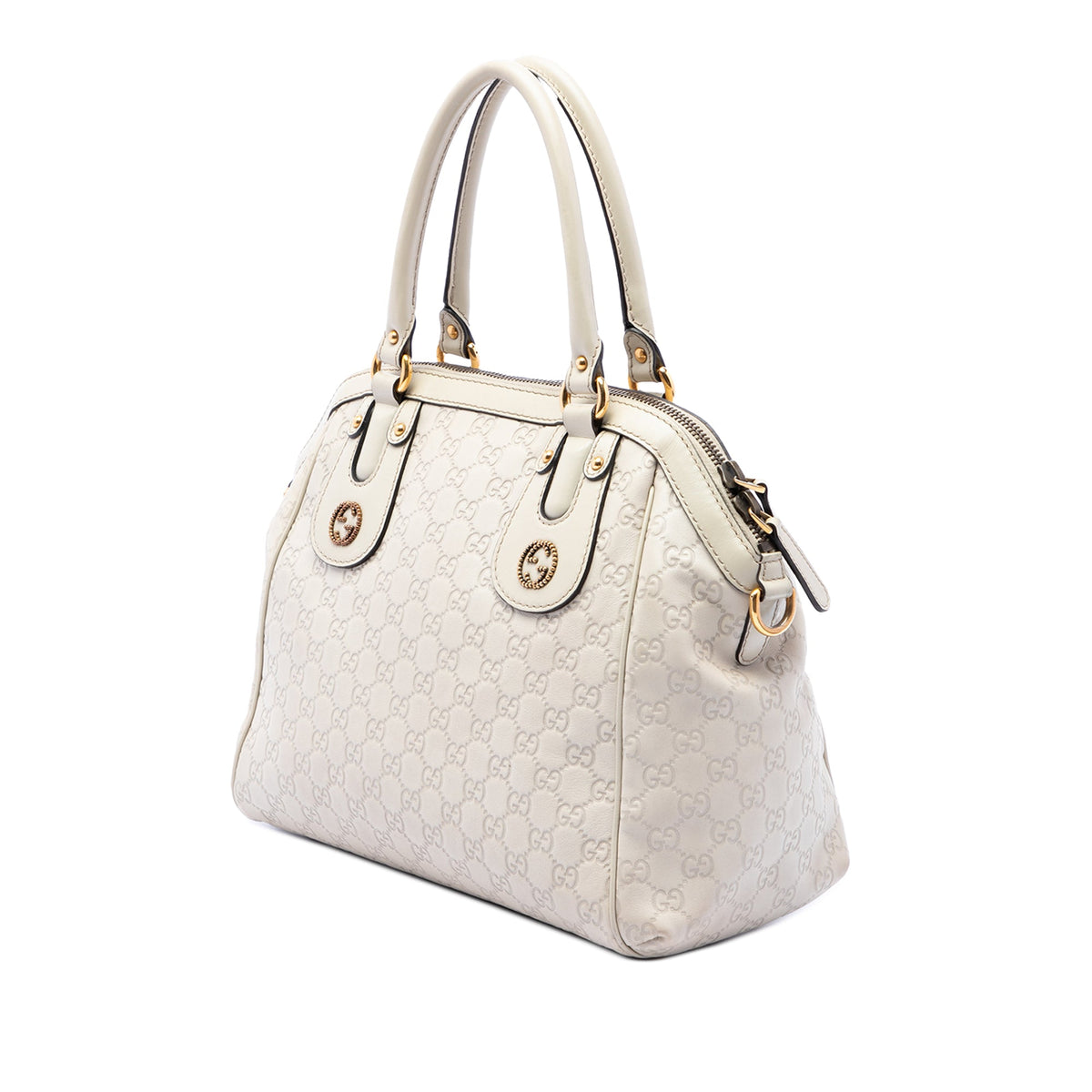 Gucci Medium Guccissima Scarlett Satchel — White