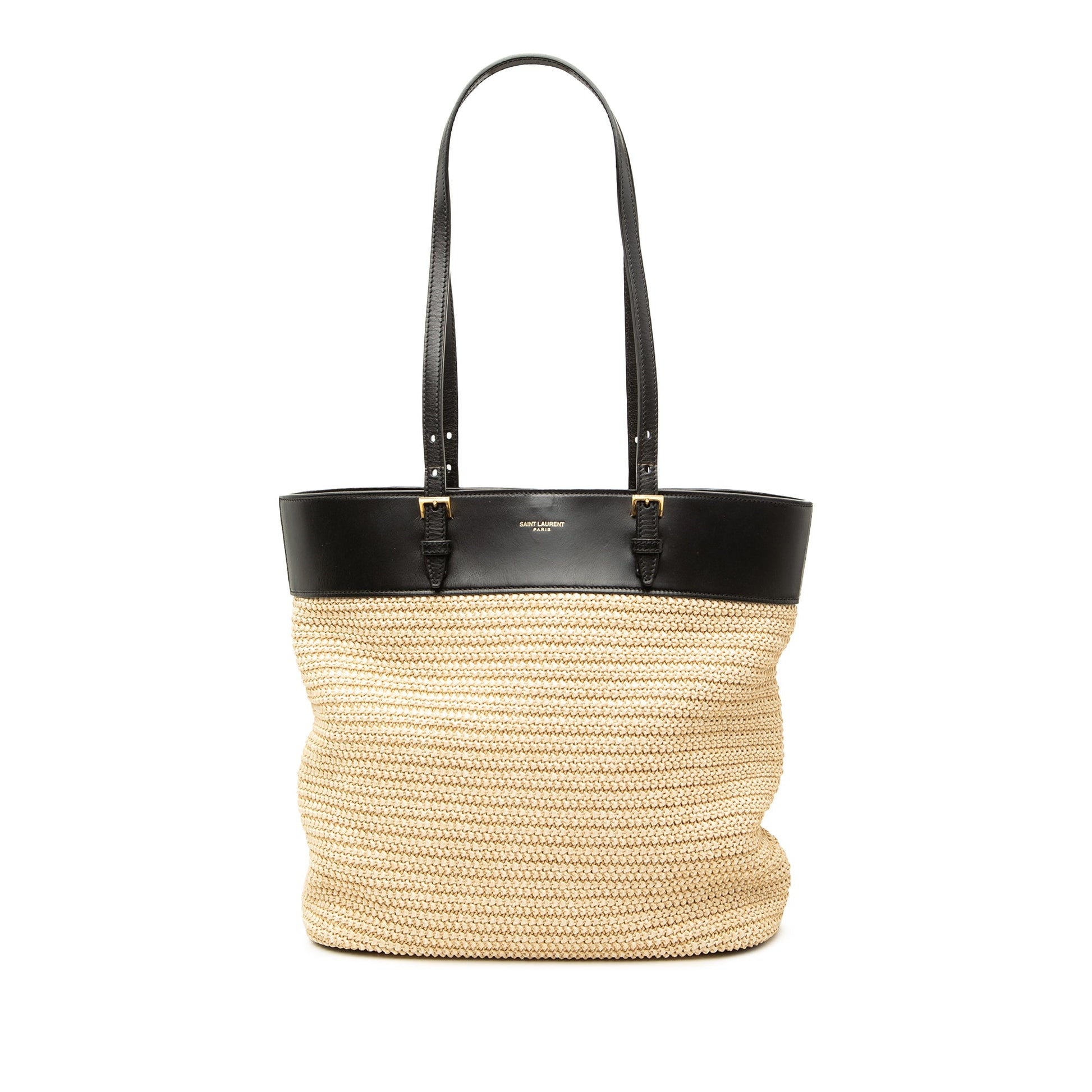 Saint Laurent Boucle Raffia Shopper Tote