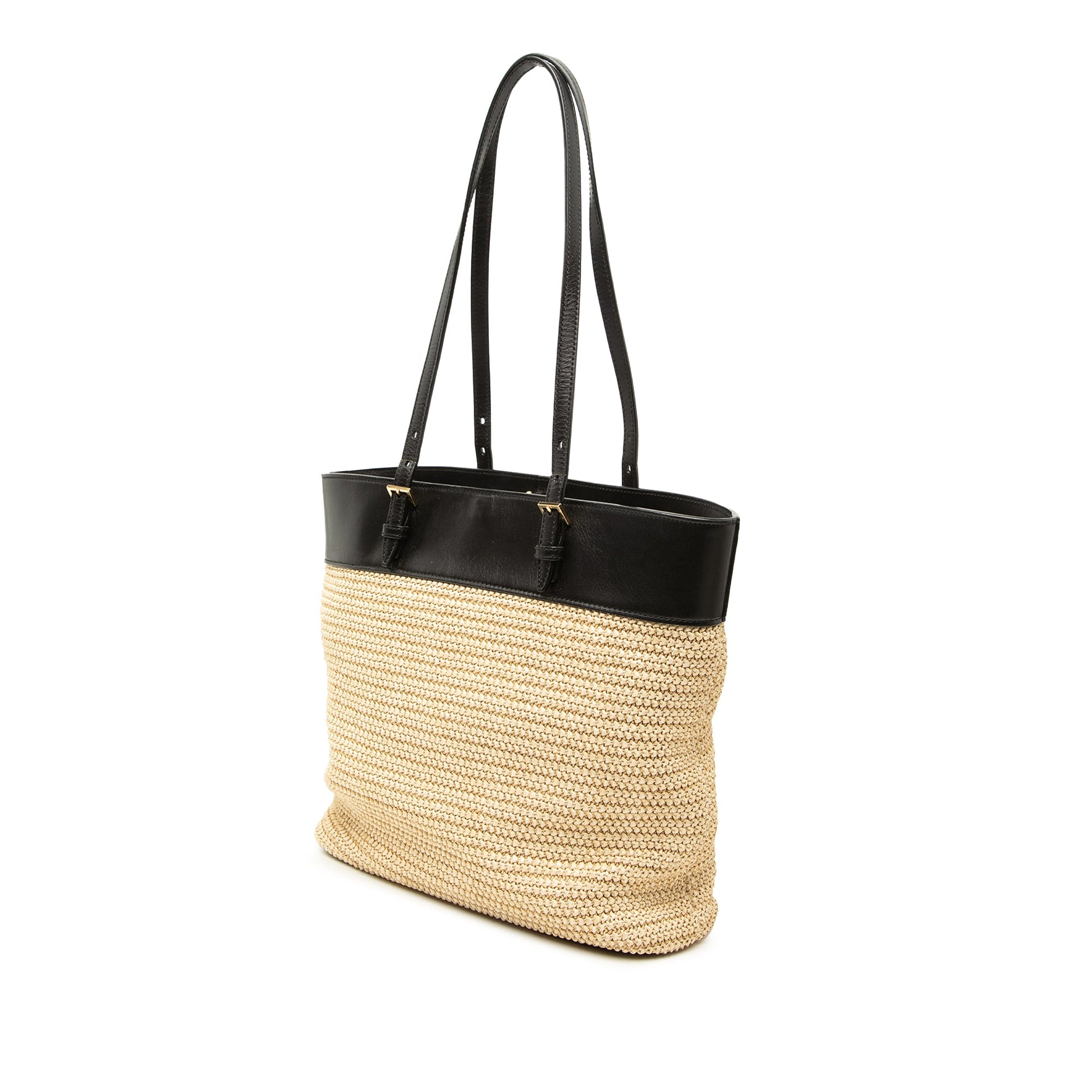Saint Laurent Boucle Raffia Shopper Tote