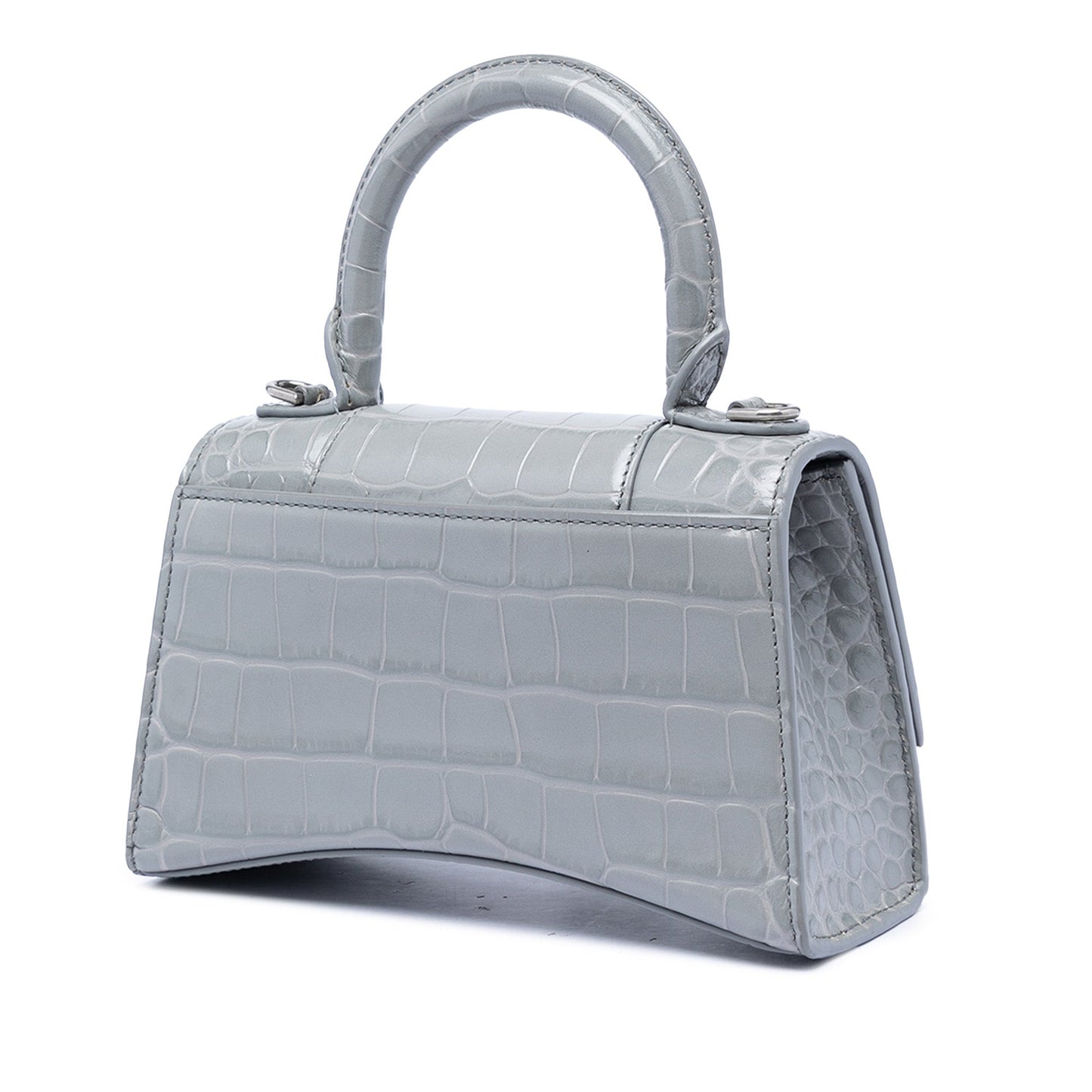 Balenciaga Croc Embossed Calfskin Hourglass Top Handle Bag XS