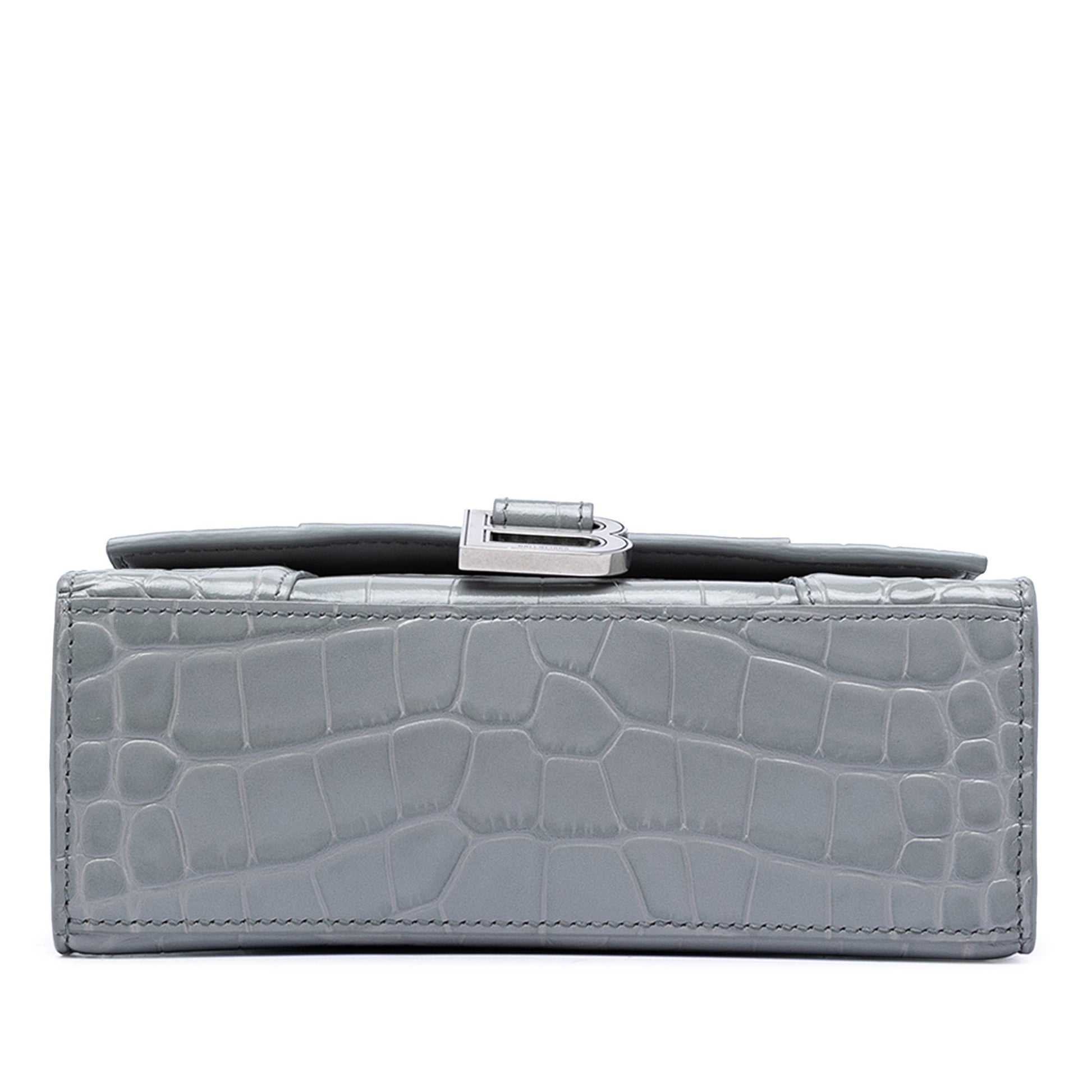 Balenciaga Croc Embossed Calfskin Hourglass Top Handle Bag XS