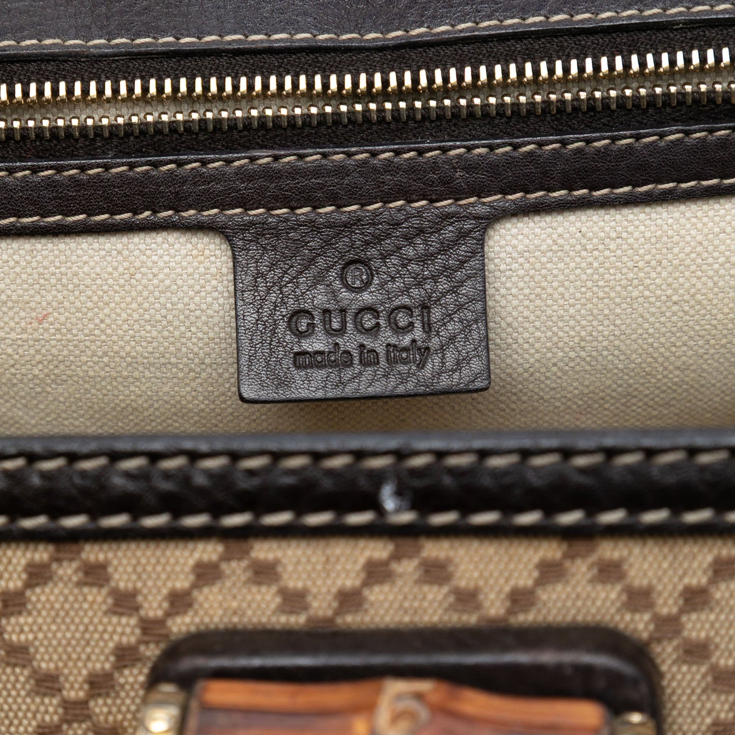 Gucci Medium Diamante Canvas New Bamboo Satchel