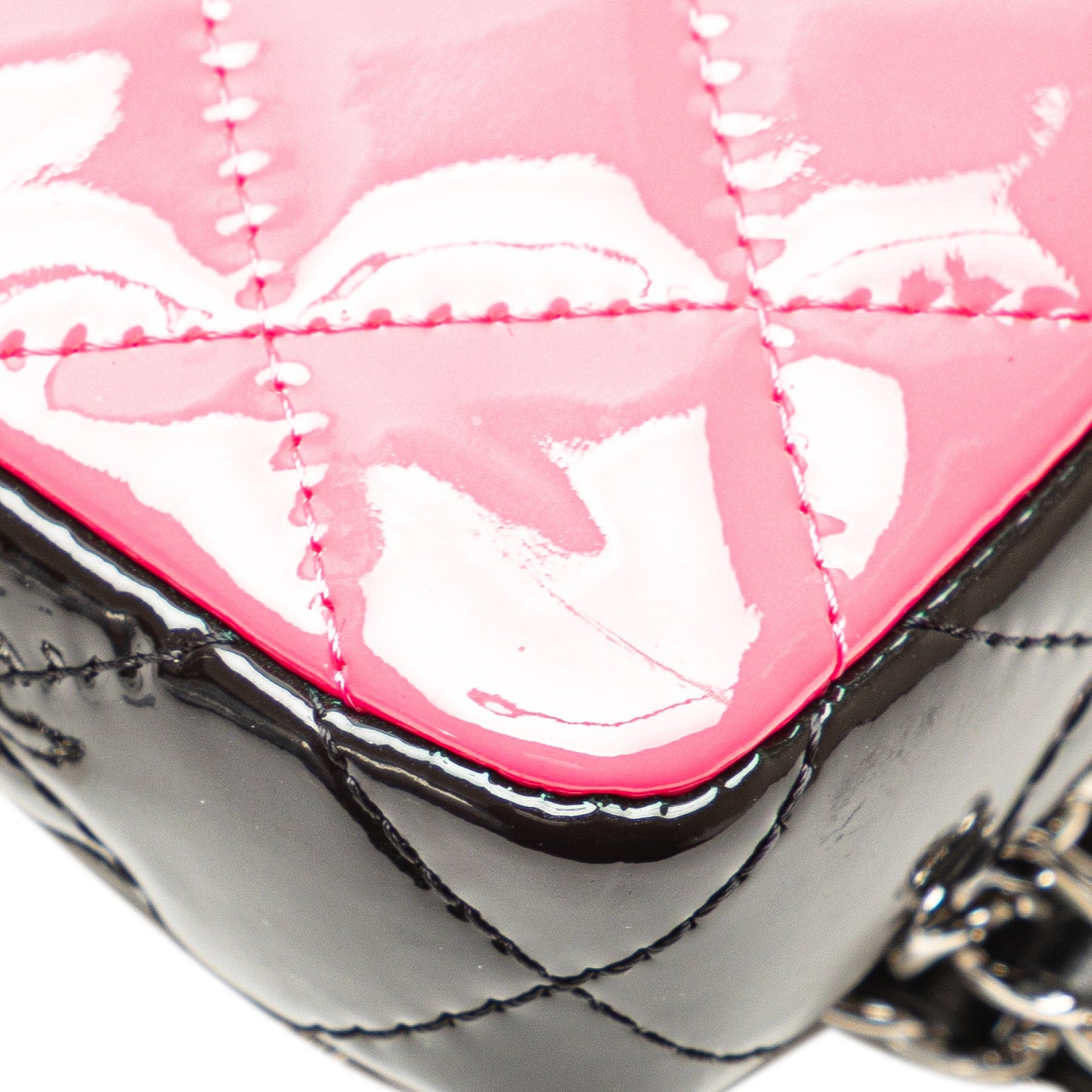 Chanel Bicolor Patent Double Zip Wallet on Chain
