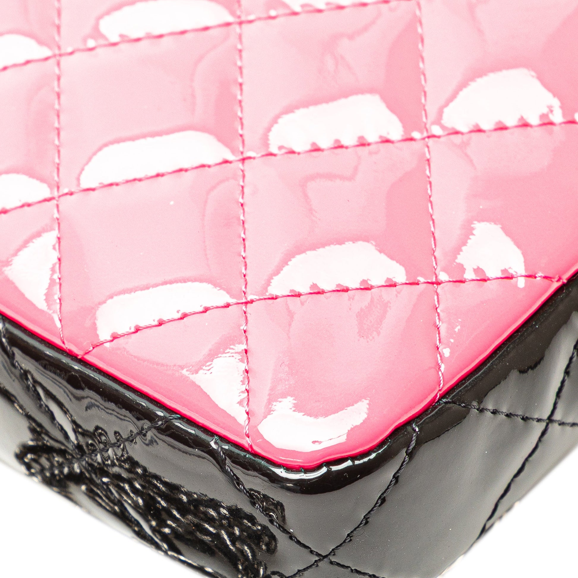 Chanel Bicolor Patent Double Zip Wallet on Chain