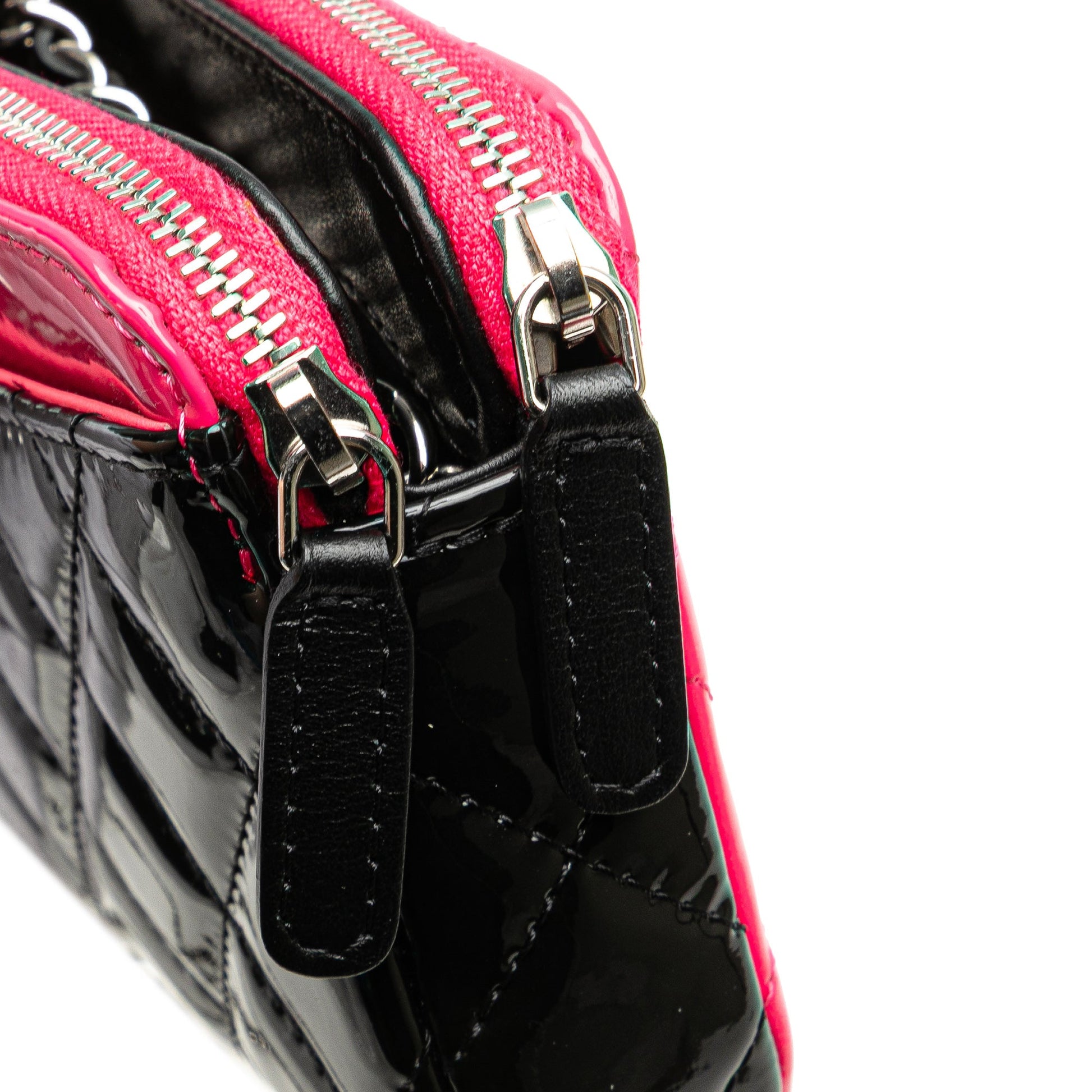 Chanel Bicolor Patent Double Zip Wallet on Chain