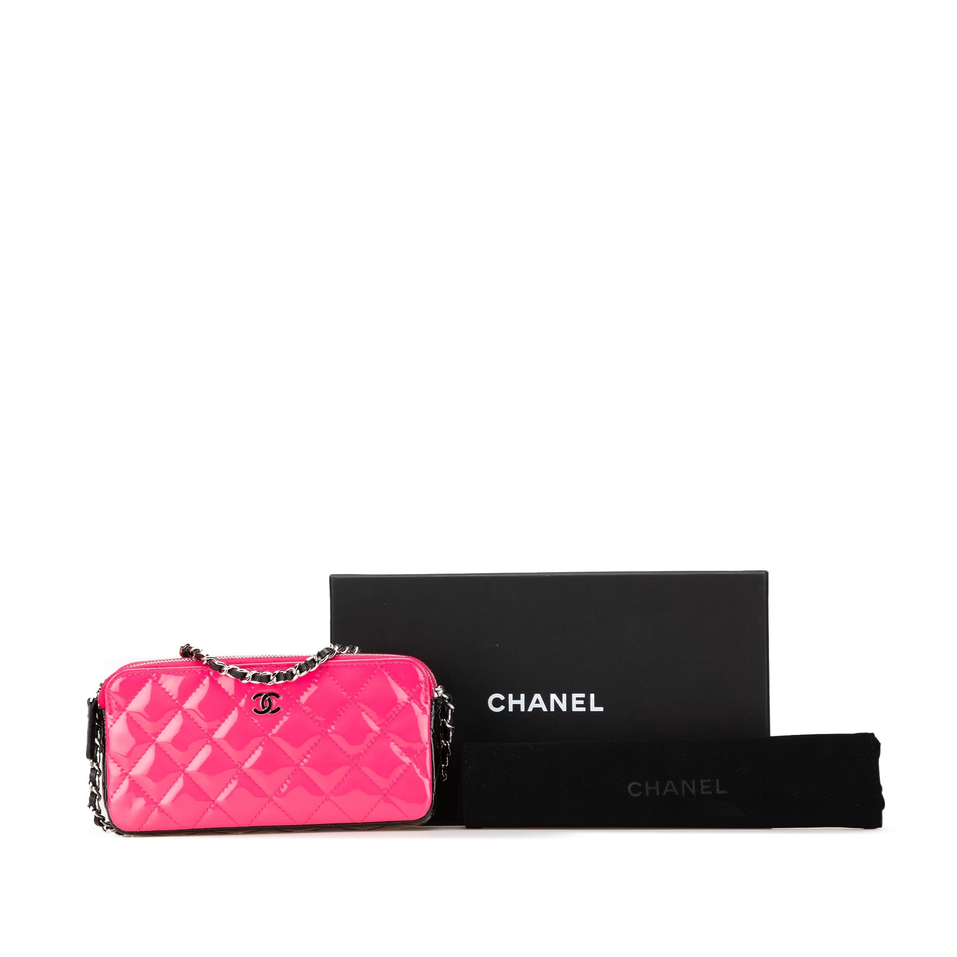 Chanel Bicolor Patent Double Zip Wallet on Chain