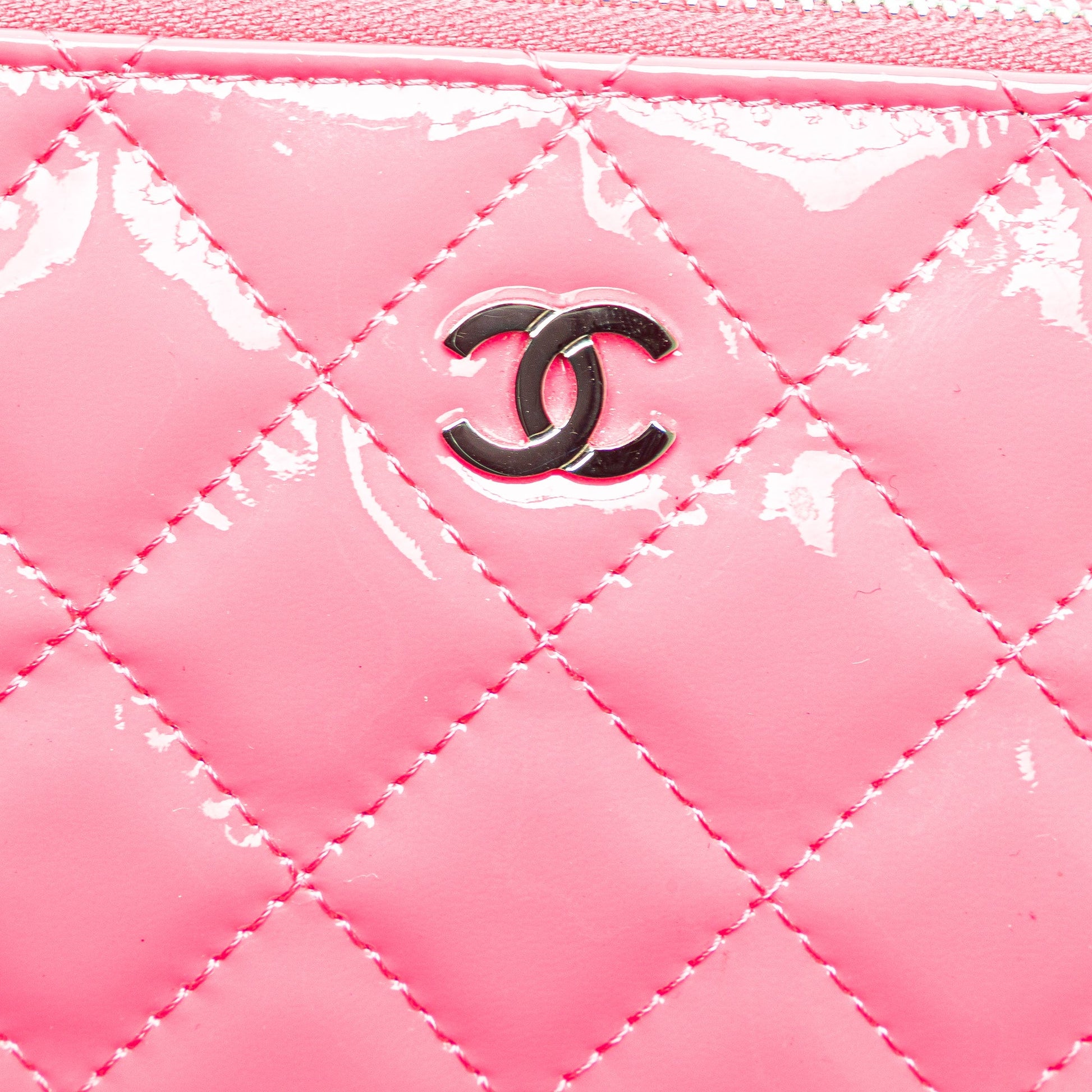 Chanel Bicolor Patent Double Zip Wallet on Chain