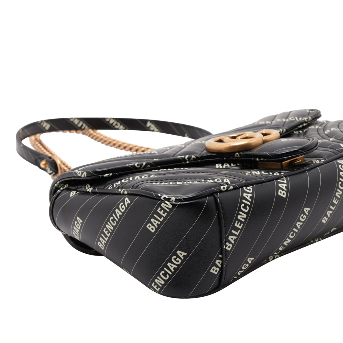 Gucci Balenciaga The Hacker Project Medium GG Marmont Matelasse Leather Shoulder Bag — Black