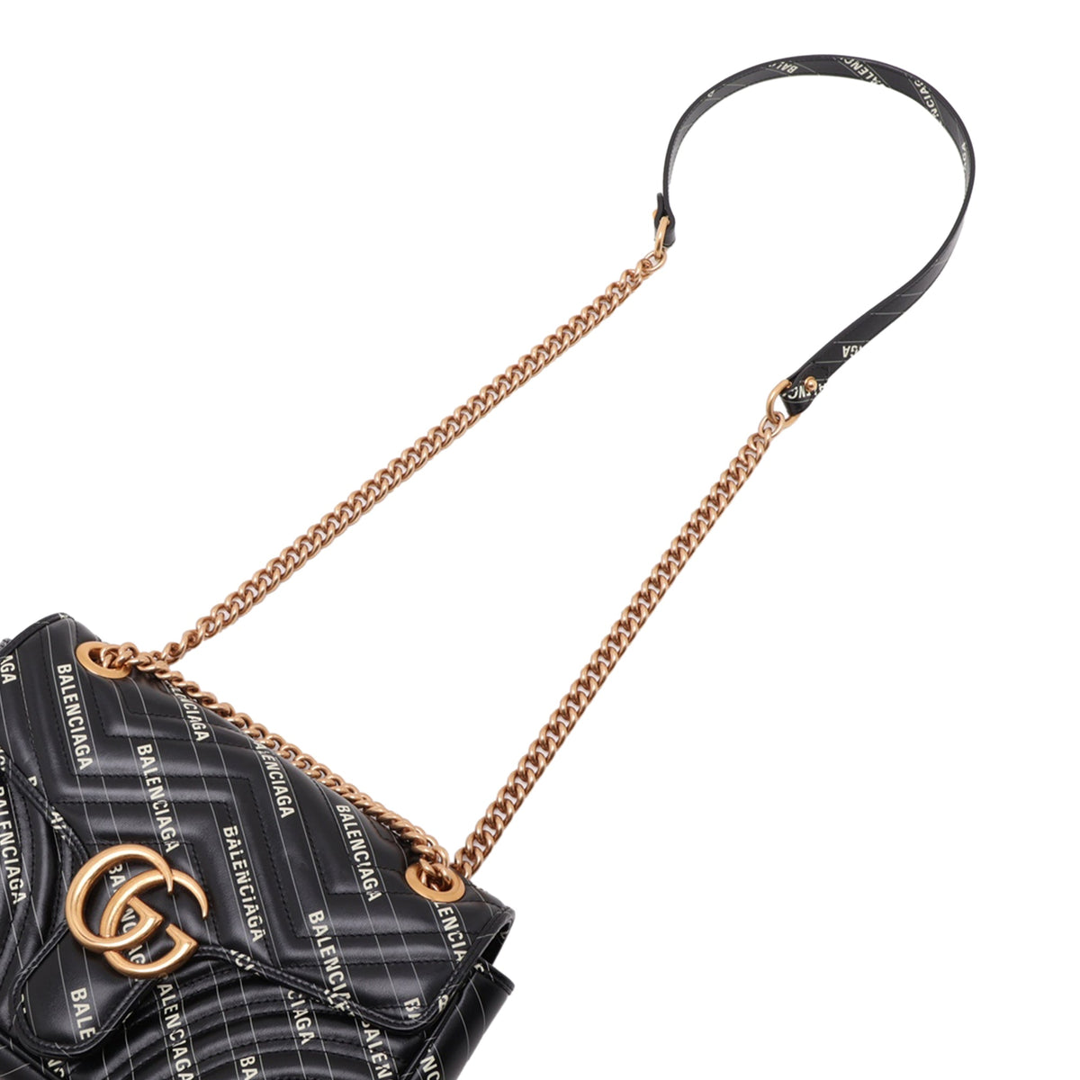 Gucci Balenciaga The Hacker Project Medium GG Marmont Matelasse Leather Shoulder Bag — Black