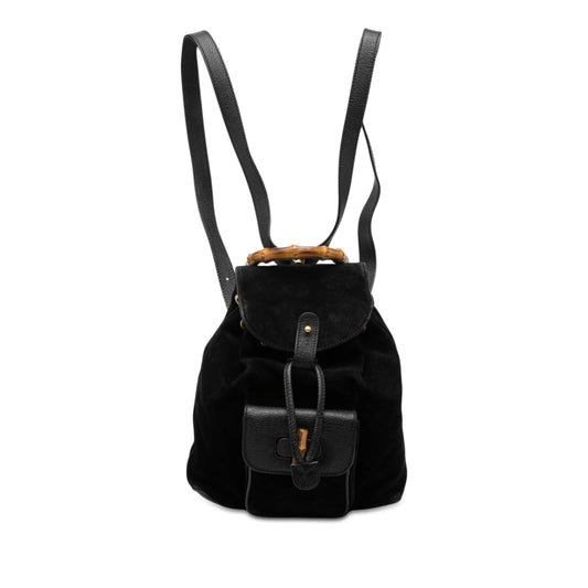 Gucci Suede Bamboo Drawstring Backpack