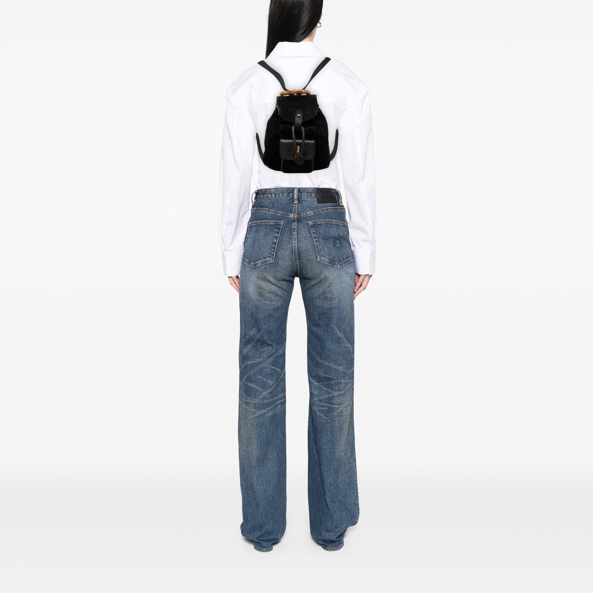 Gucci Suede Bamboo Backpack
