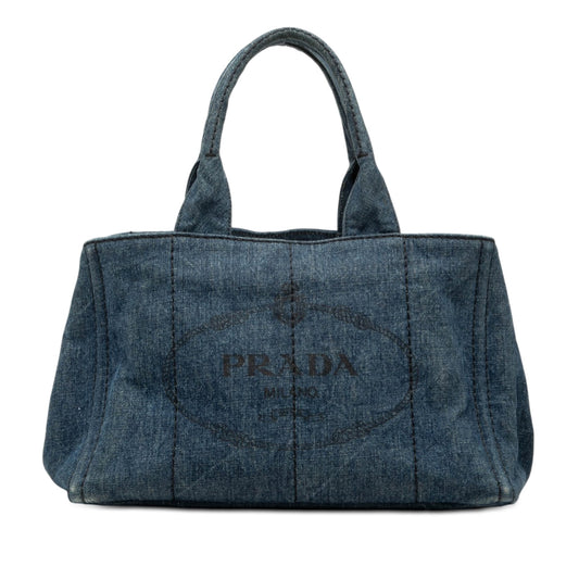 Prada Denim Canapa Logo Satchel