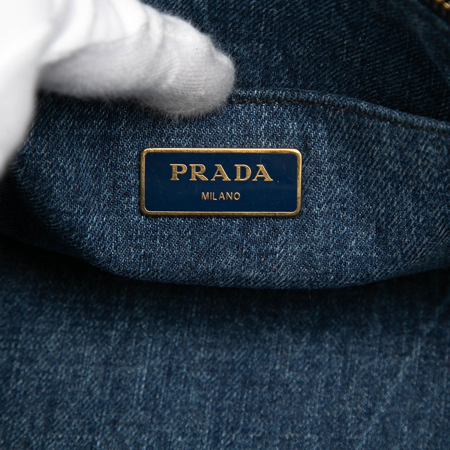 Prada Denim Canapa Logo Satchel