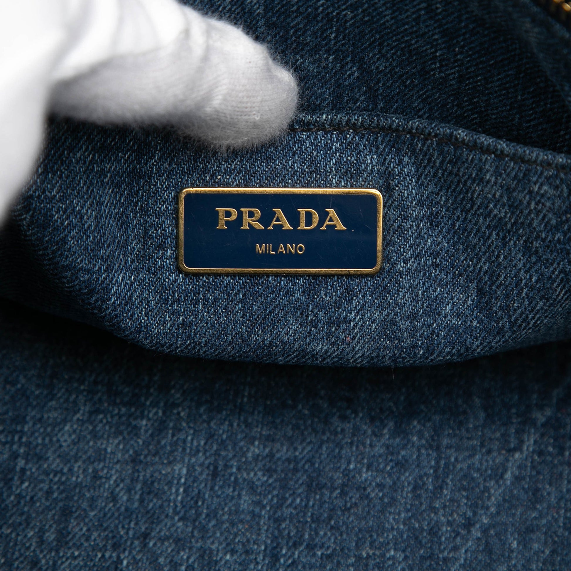 Prada Denim Canapa Logo Satchel