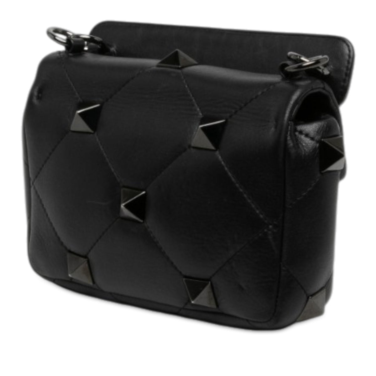 Valentino Small Nappa Monochrome Roman Stud Satchel — Black