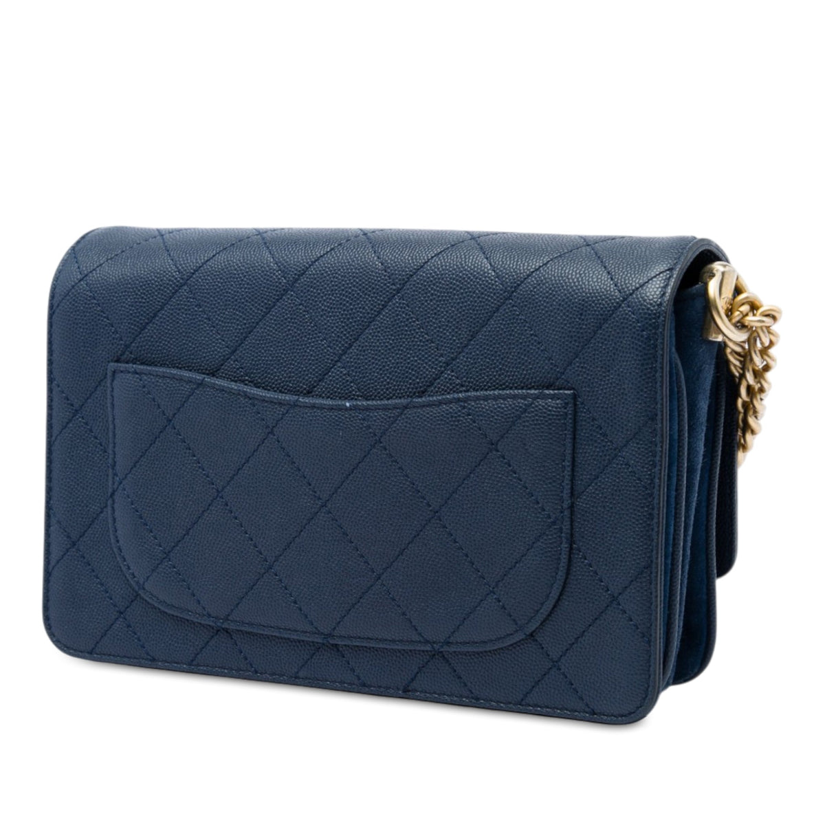 Chanel CC Stitched Caviar and Suede Lady Coco Flap — Blue