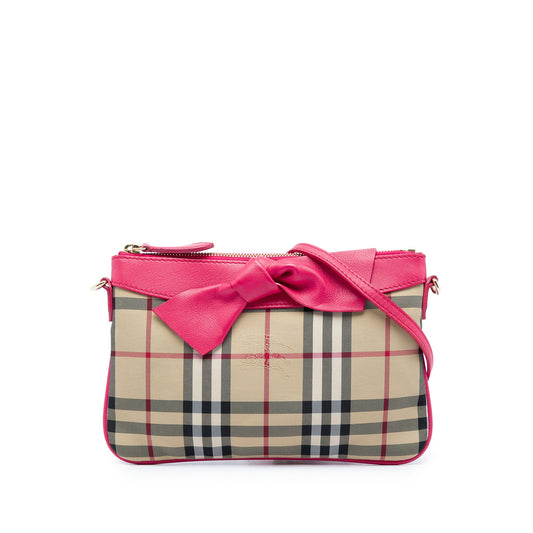 Burberry Haymarket Check Nylon Peyton Bow Tie Crossbody