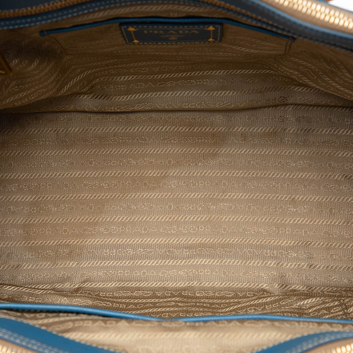 Prada Saffiano Trimmed Canvas Canapa Logo Double Zip Satchel