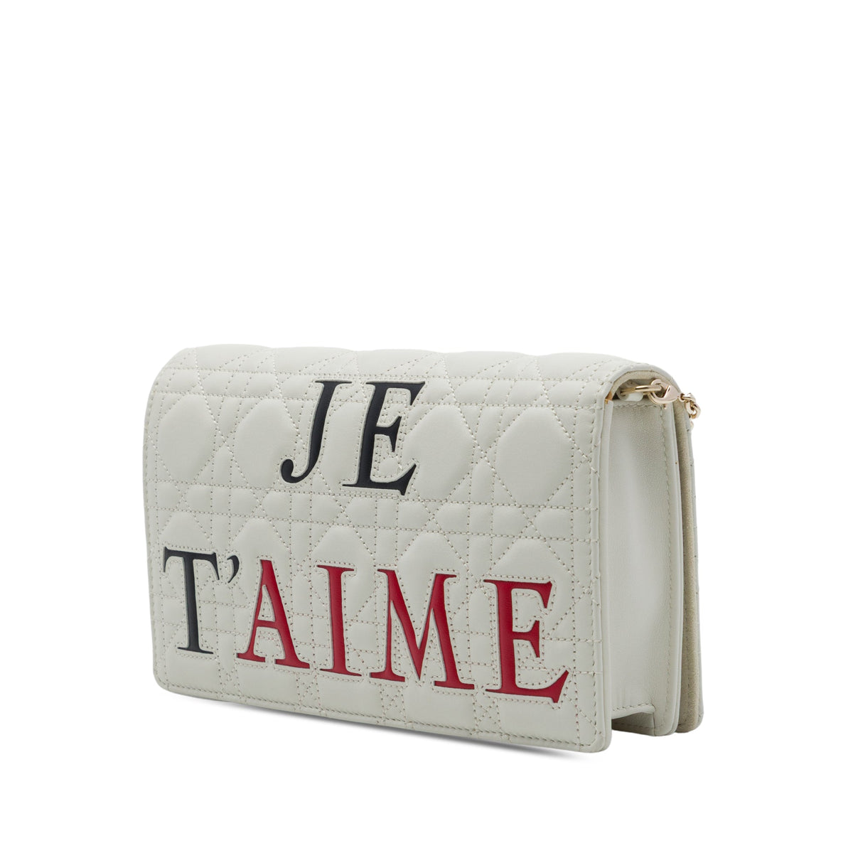 Dior DiorAmour Chinese Valentines Lambskin Cannage Lady Dior Clutch on Chain — White