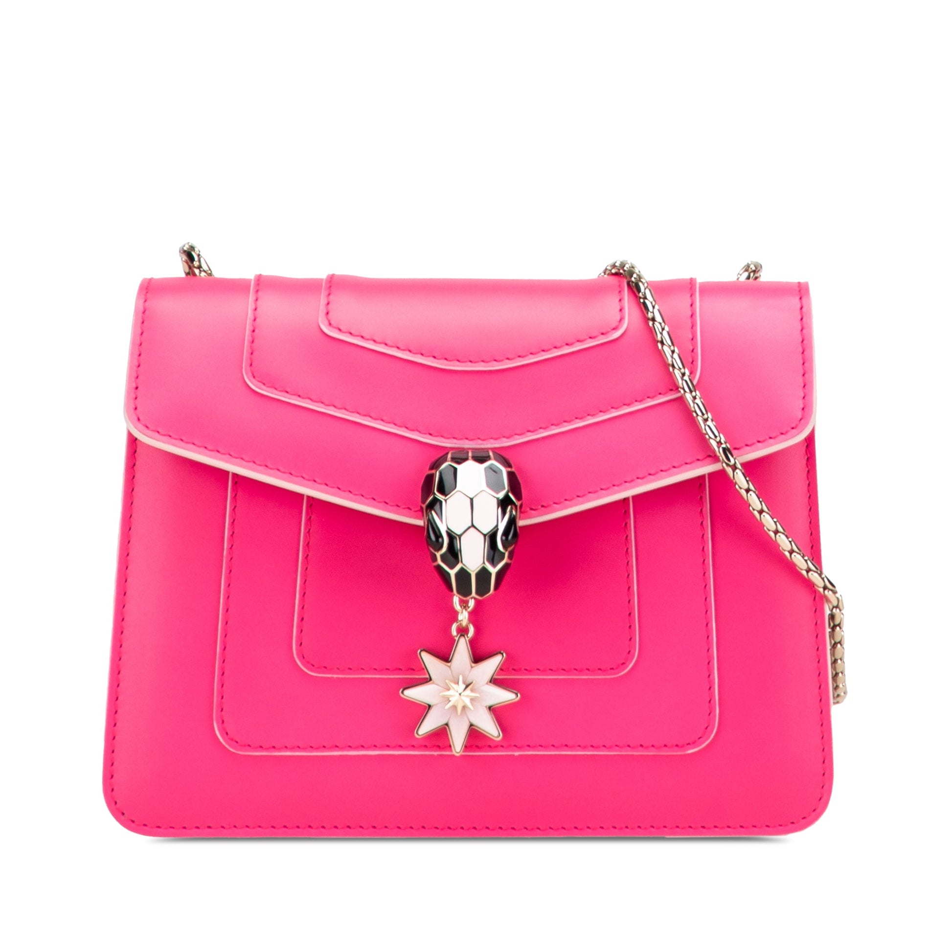 Bvlgari Small Leather Square Serpenti Forever Chain Crossbody