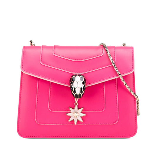 Bvlgari Small Leather Square Serpenti Forever Chain Crossbody