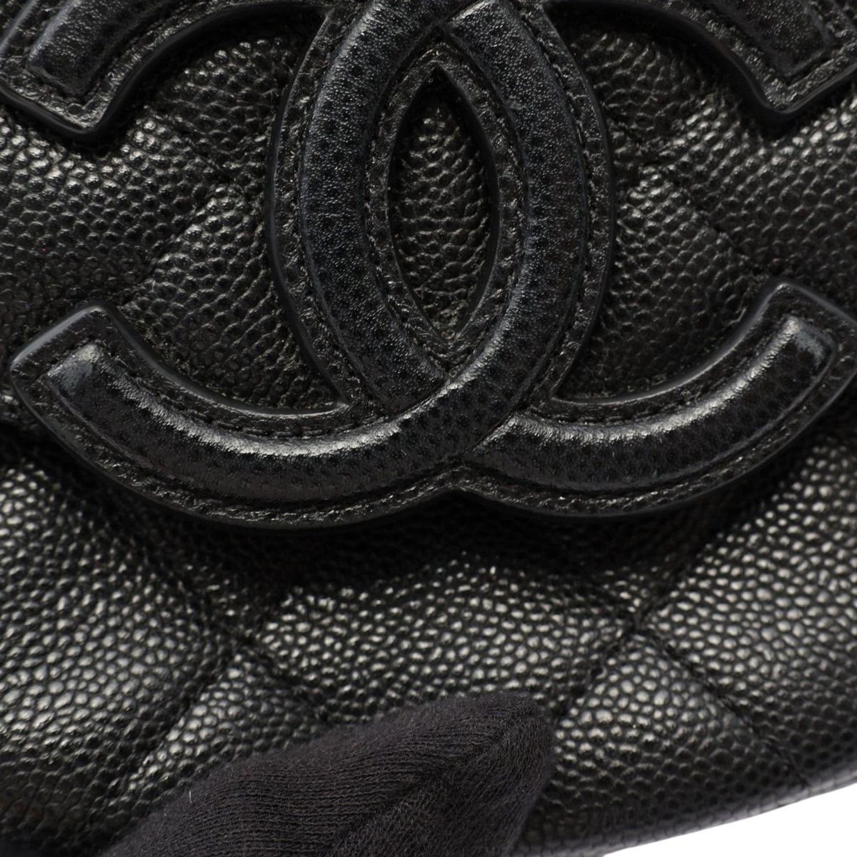 Chanel Mini Quilted Caviar CC Messenger Flap — Black