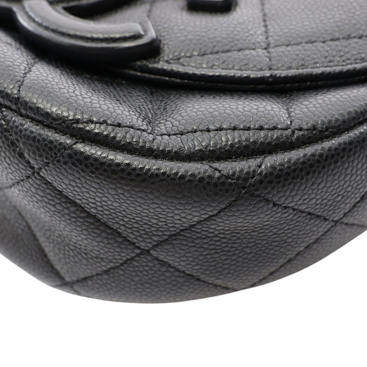 Chanel Mini Quilted Caviar CC Messenger Flap — Black