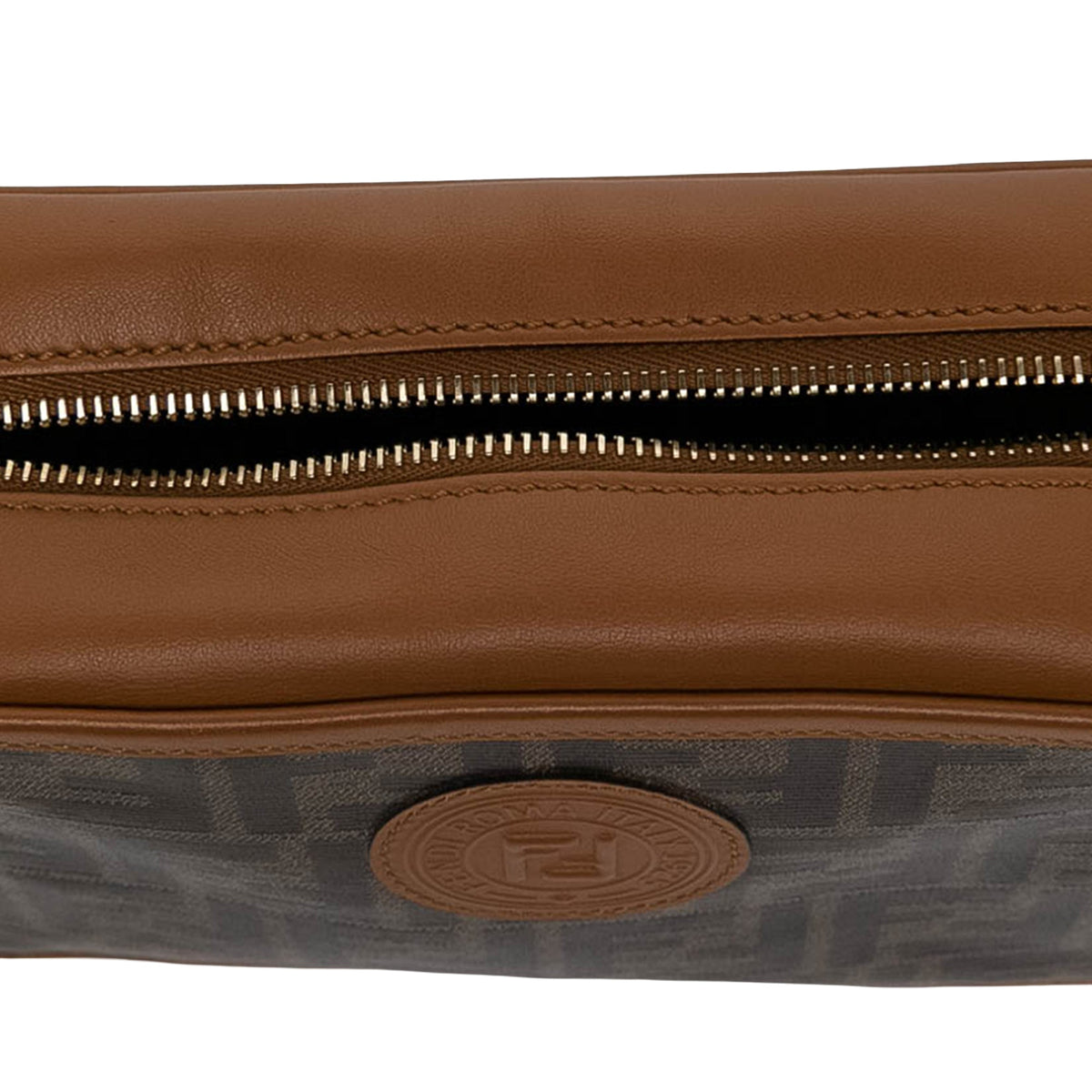 Fendi Glazed Fabric Vitello Century FF 1974 Camera Bag — Brown