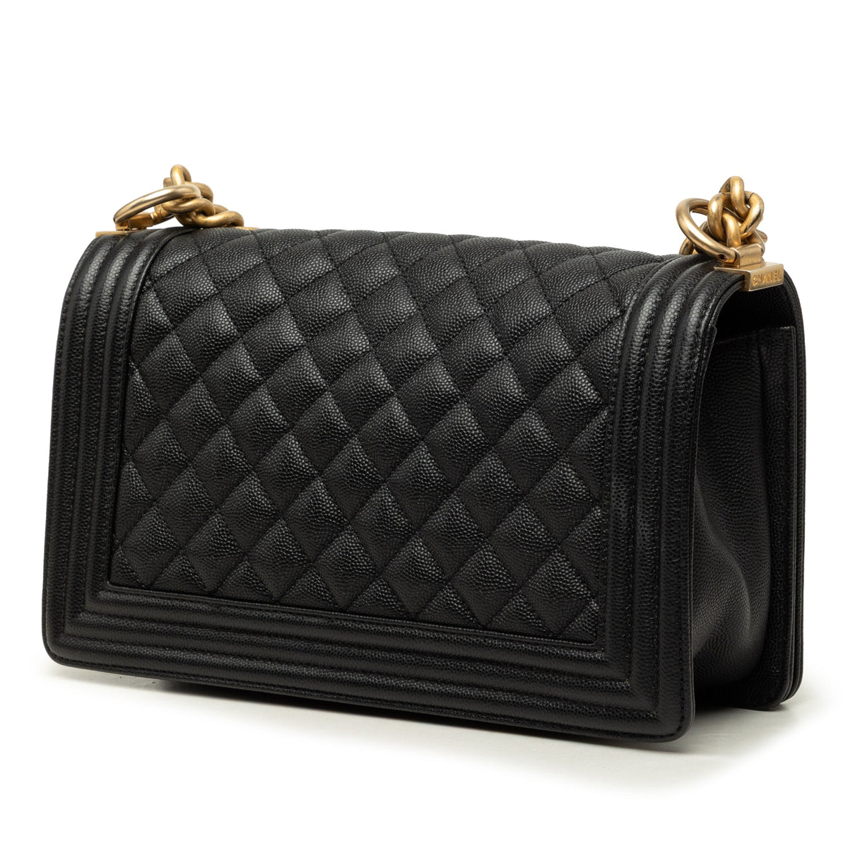 Chanel Old Medium Quilted Caviar Boy Flap — Black