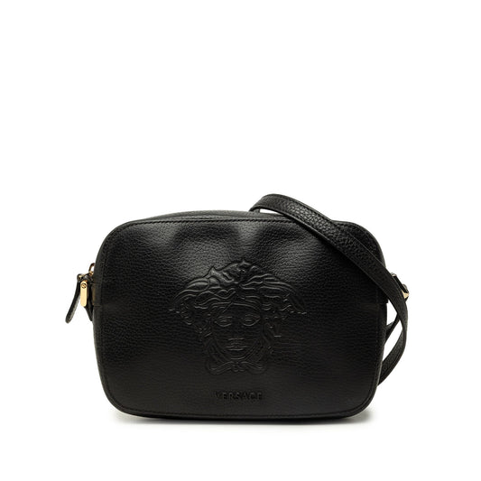 Versace Embossed Leather Palazzo Medusa Camera Bag — Black