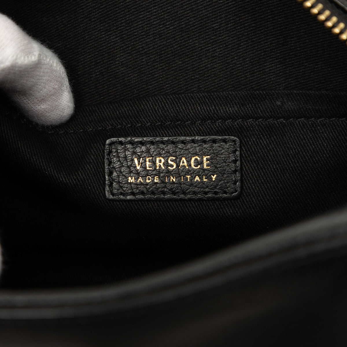 Versace Embossed Leather Palazzo Medusa Camera Bag — Black