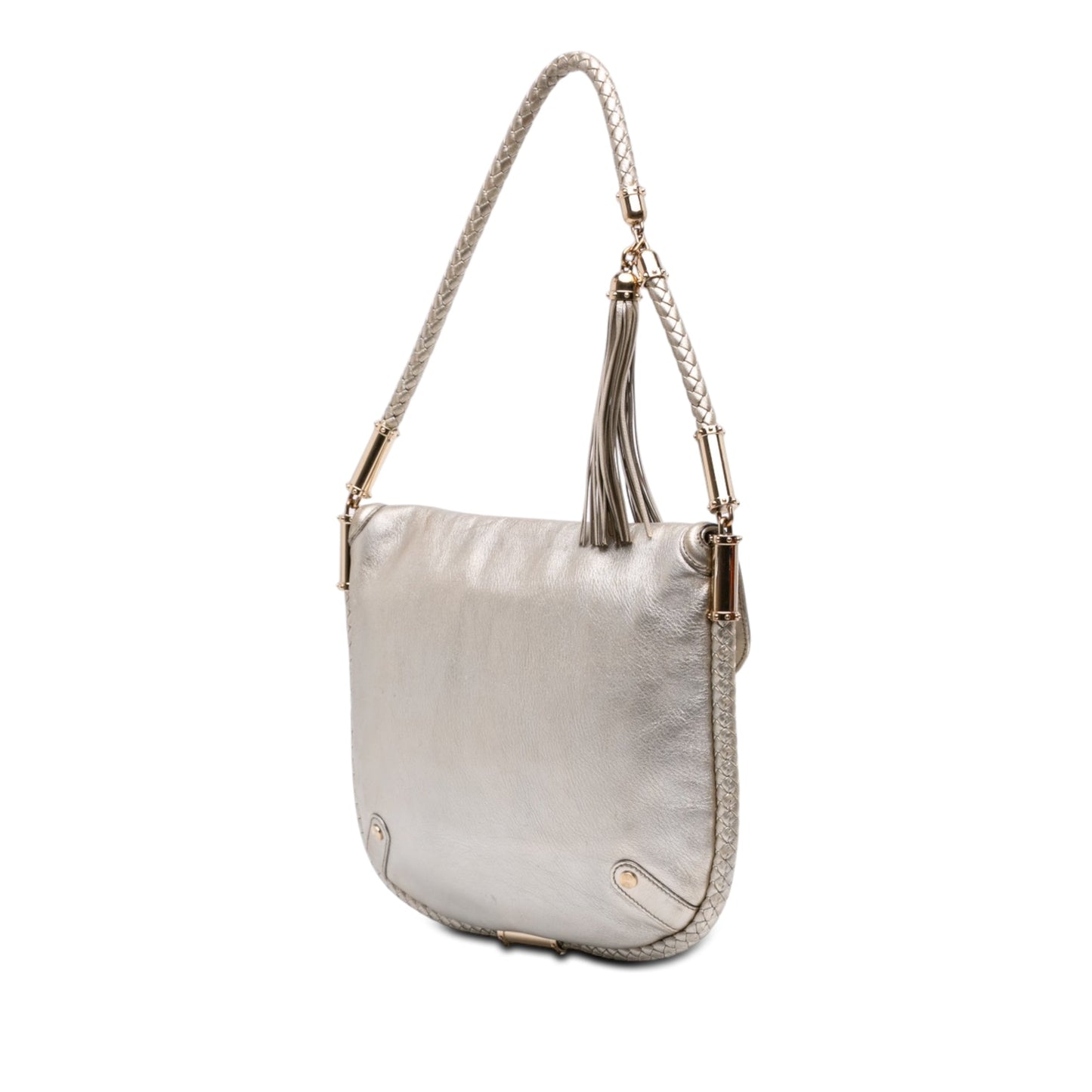 Gucci Medium Metallic Calfskin Britt Tassel Flap Shoulder Bag