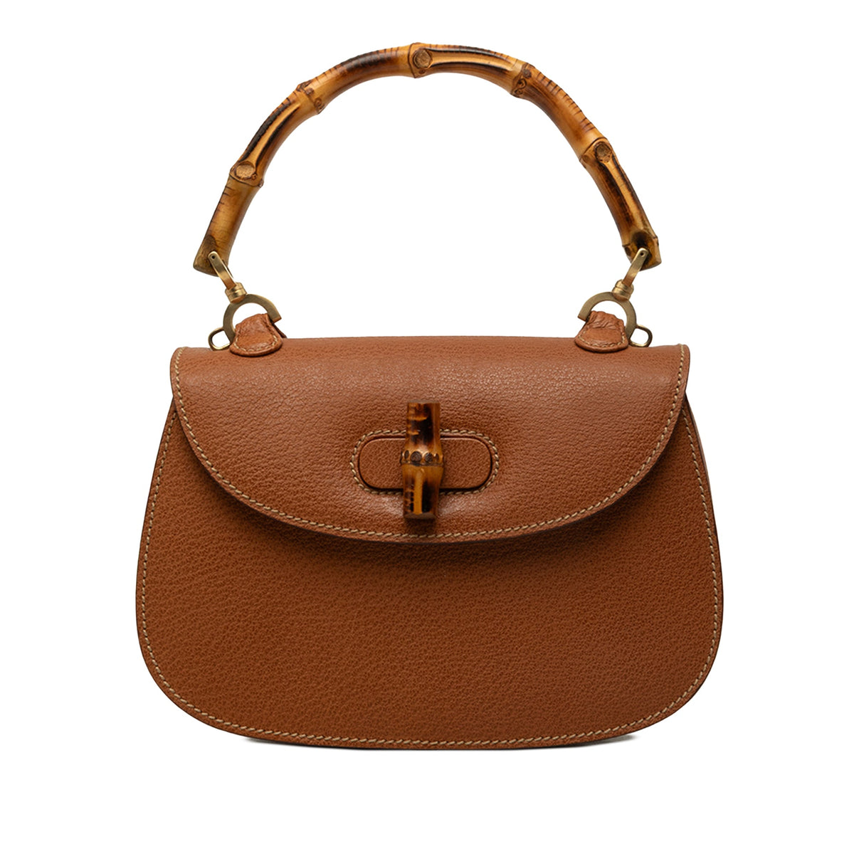 Gucci Small Grained Calfskin Bamboo Night — Brown