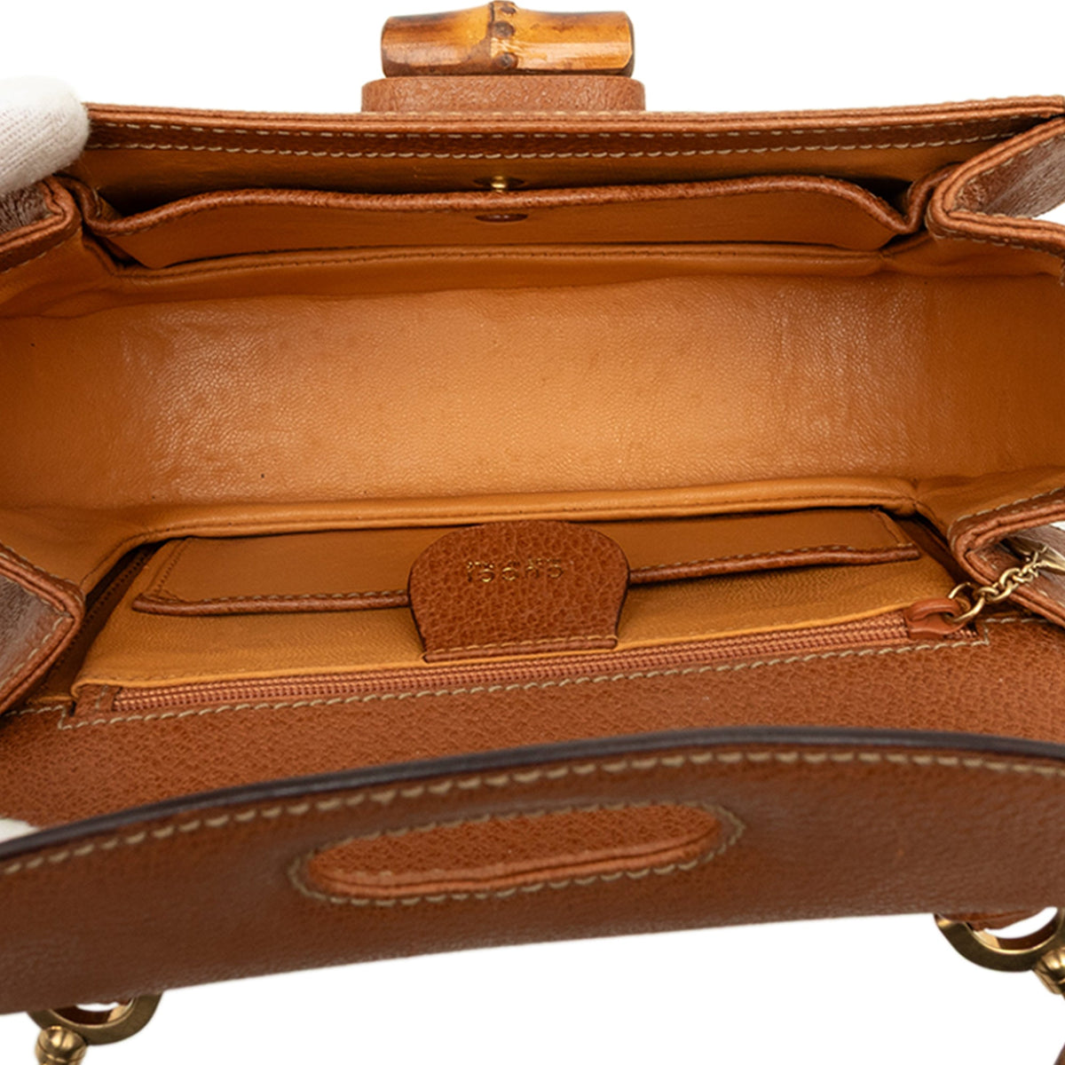 Gucci Small Grained Calfskin Bamboo Night — Brown