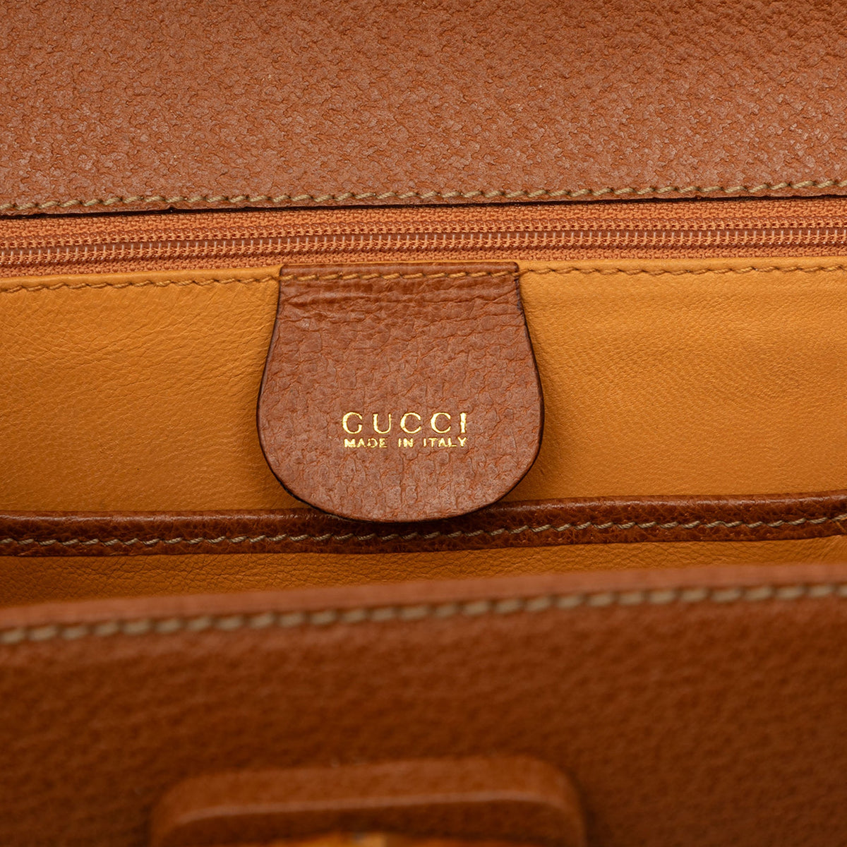 Gucci Small Grained Calfskin Bamboo Night — Brown