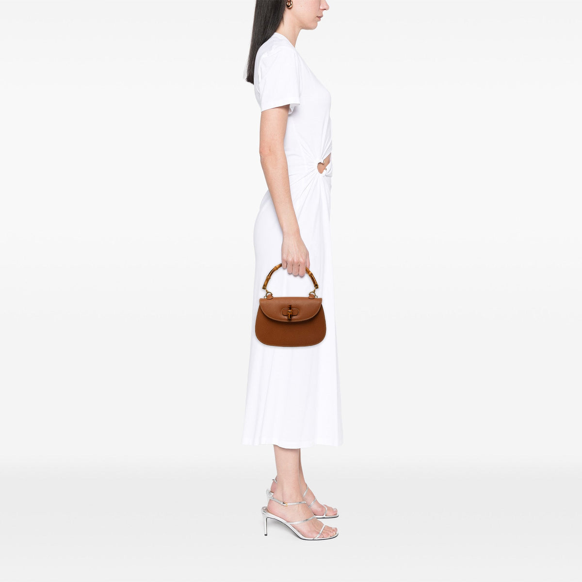 Gucci Small Grained Calfskin Bamboo Night — Brown